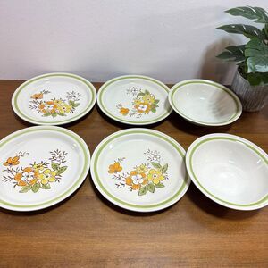 Vintage Country Casual Spring Garden 4 Dessert Luncheon Plates 2 Cereal Bowls